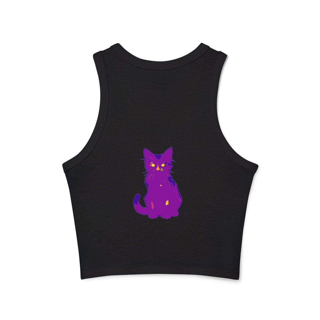 Purple Cat Watercolor Racerback Tank Top Tank Top - Blululi