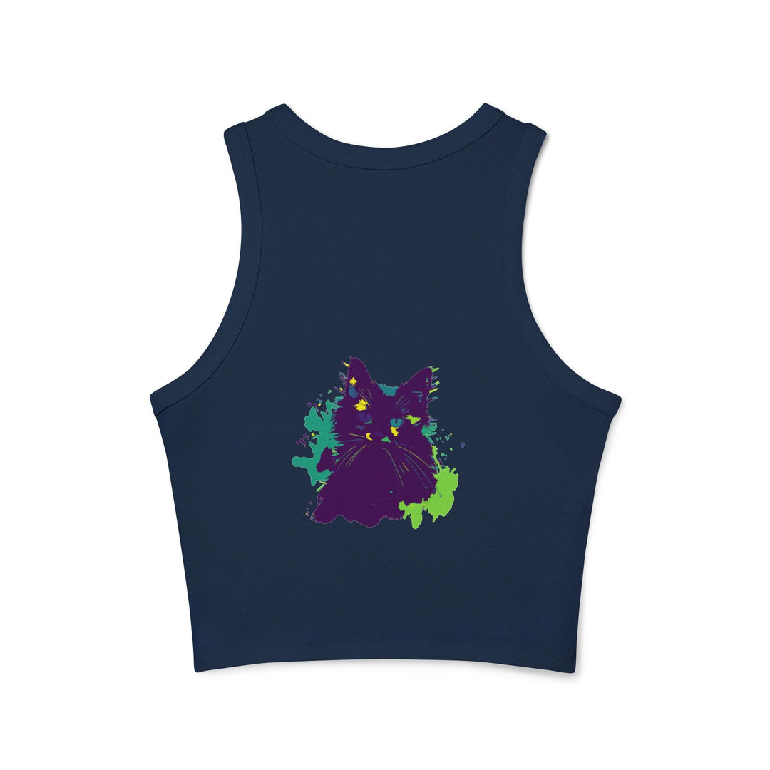 Purple Cat Watercolor Racerback Tank Top Tank Top - Blululi