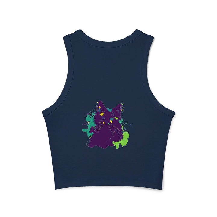 Purple Cat Watercolor Racerback Tank Top Tank Top - Blululi