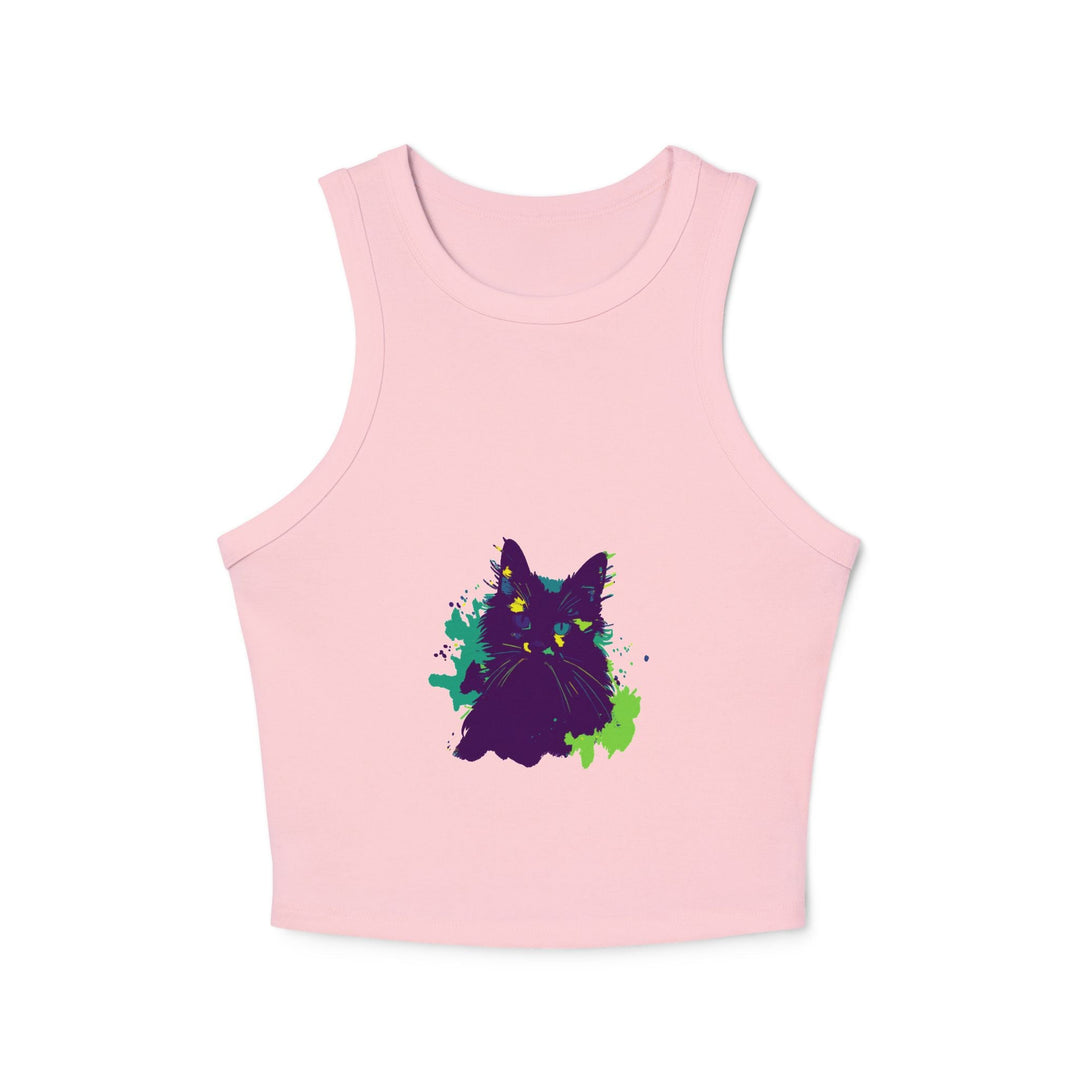 Purple Cat Watercolor Racerback Tank Top Tank Top - Blululi