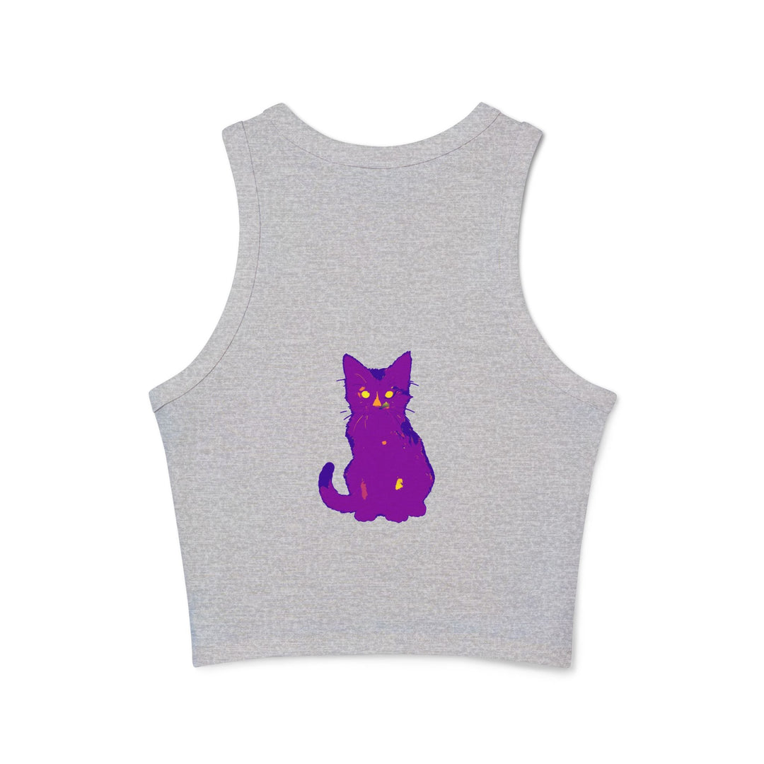 Purple Cat Watercolor Racerback Tank Top Tank Top - Blululi