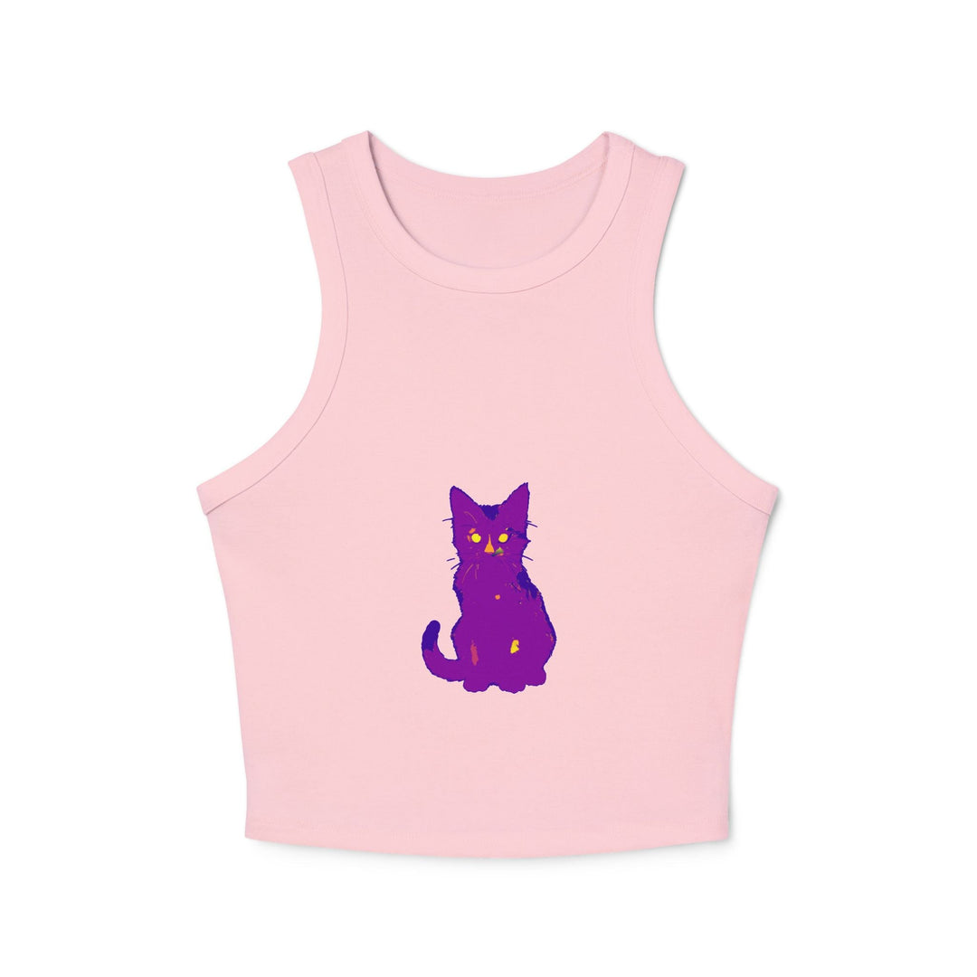 Purple Cat Watercolor Racerback Tank Top Tank Top - Blululi