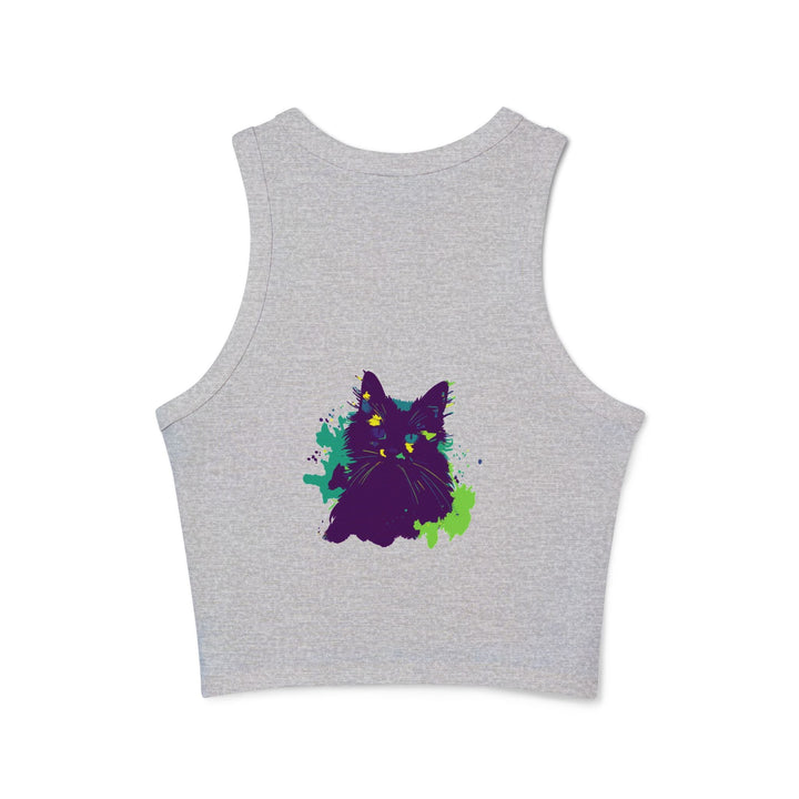 Purple Cat Watercolor Racerback Tank Top Tank Top - Blululi