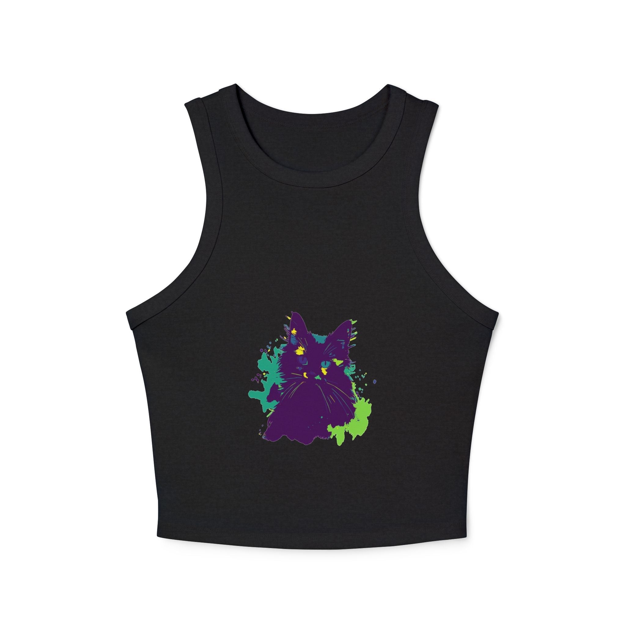 Purple Cat Watercolor Racerback Tank Top Tank Top - Blululi