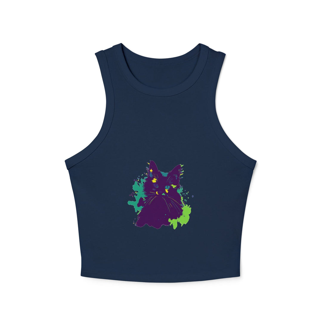 Purple Cat Watercolor Racerback Tank Top Tank Top - Blululi