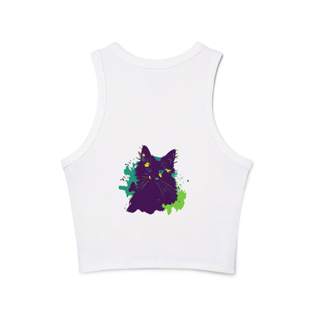 Purple Cat Watercolor Racerback Tank Top Tank Top - Blululi