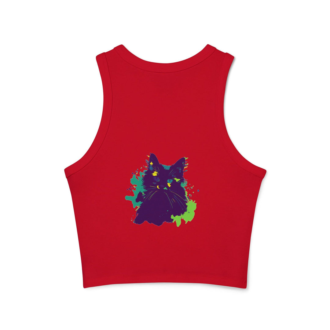 Purple Cat Watercolor Racerback Tank Top Tank Top - Blululi