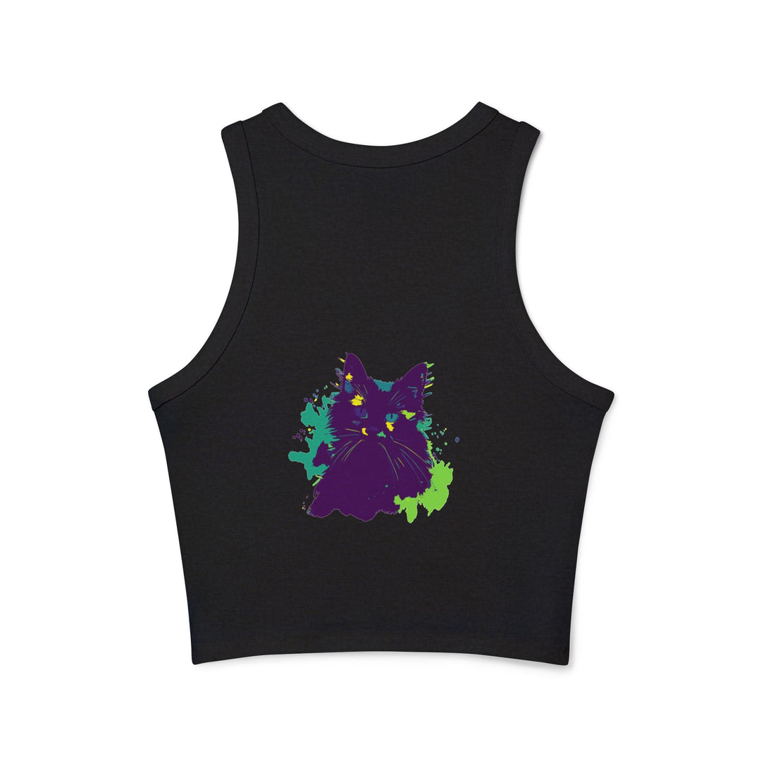 Purple Cat Watercolor Racerback Tank Top Tank Top - Blululi