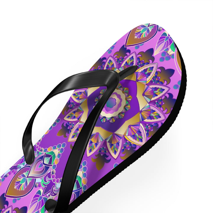 Purple & Gold Mandala Flip Flops - Bohemian Style Shoes - Blululi