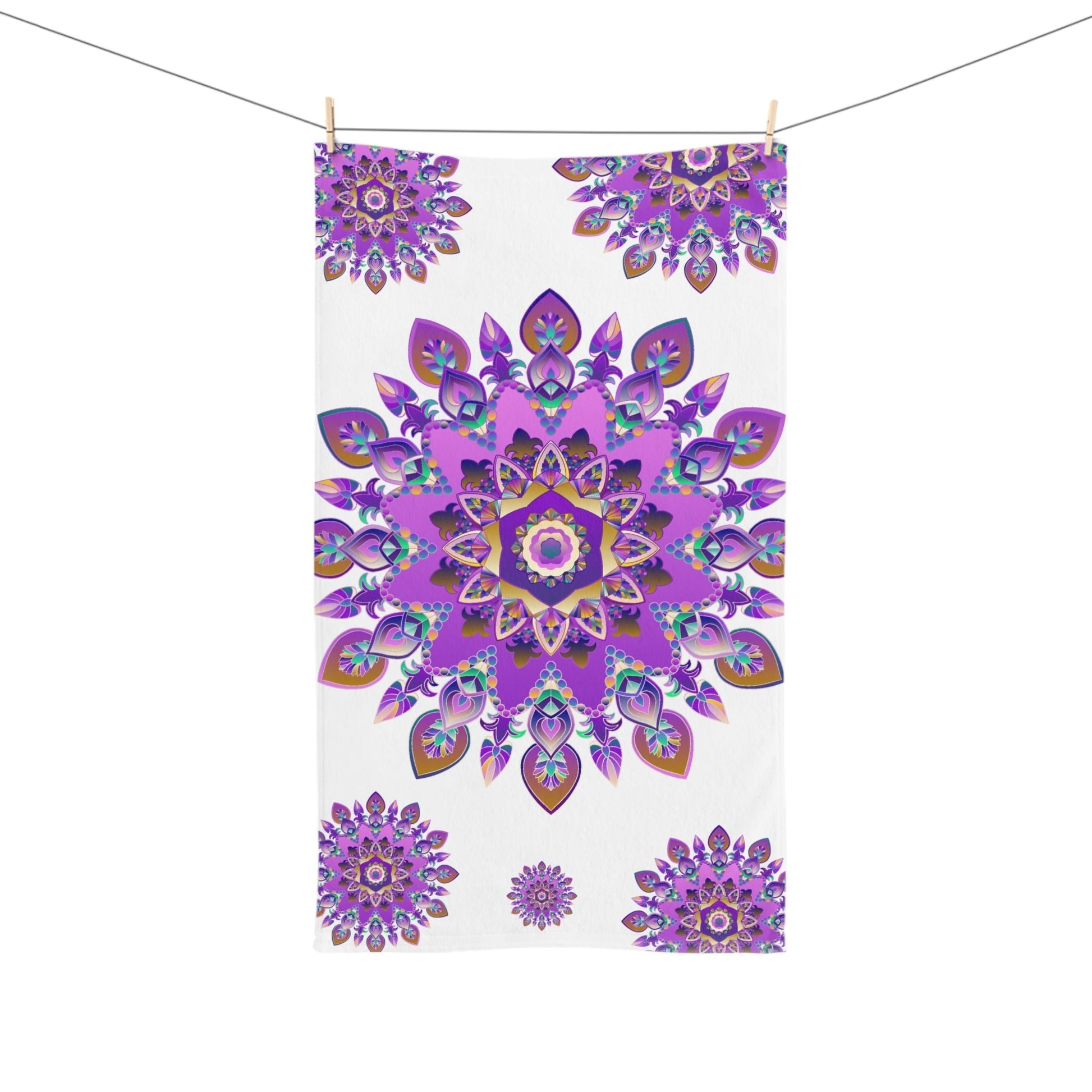 Purple & Gold Mandala Hand Towel - Spiritual Decor Home Decor - Blululi