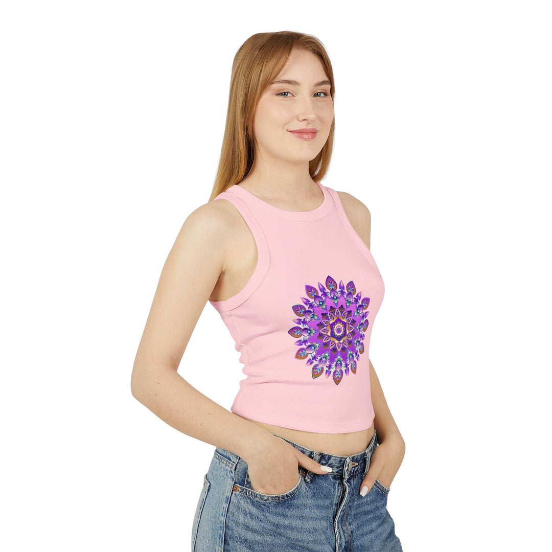 Purple & Gold Mandala Racerback Tank Top Tank Top - Blululi