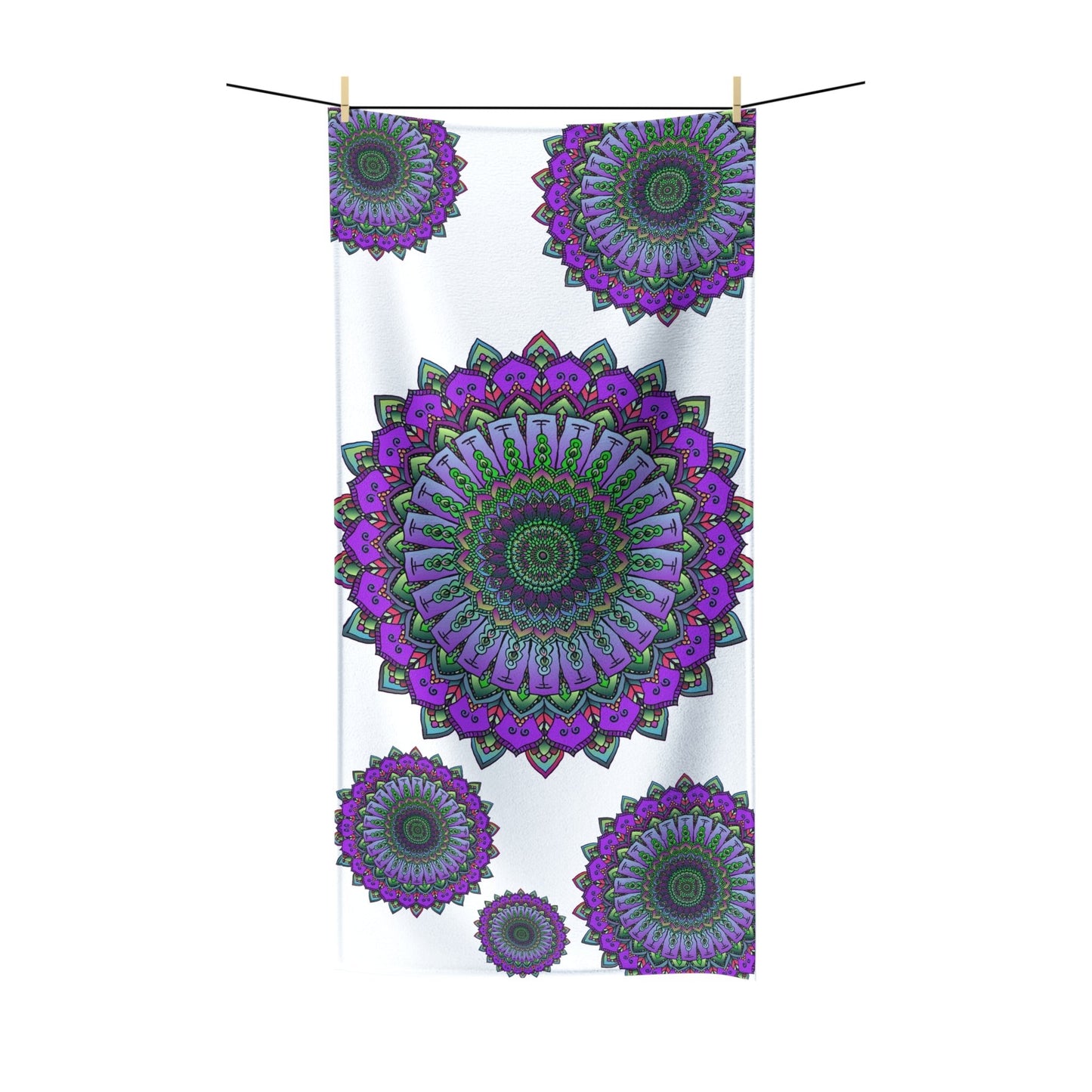 Purple & Green Mandala Bath Towel - Intricate Design Home Decor - Blululi