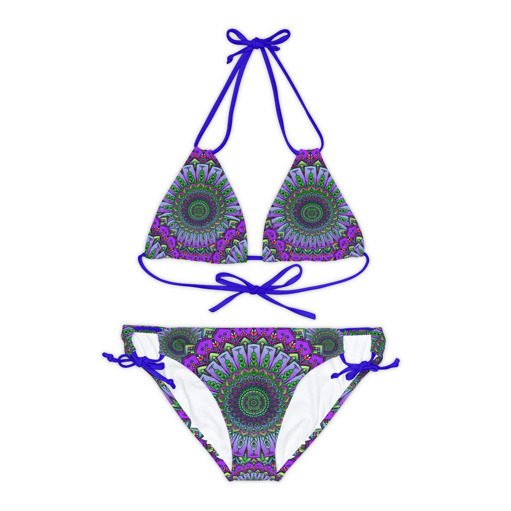 Purple & Green Mandala Bikini Set - Hand Drawn Art All Over Prints - Blululi