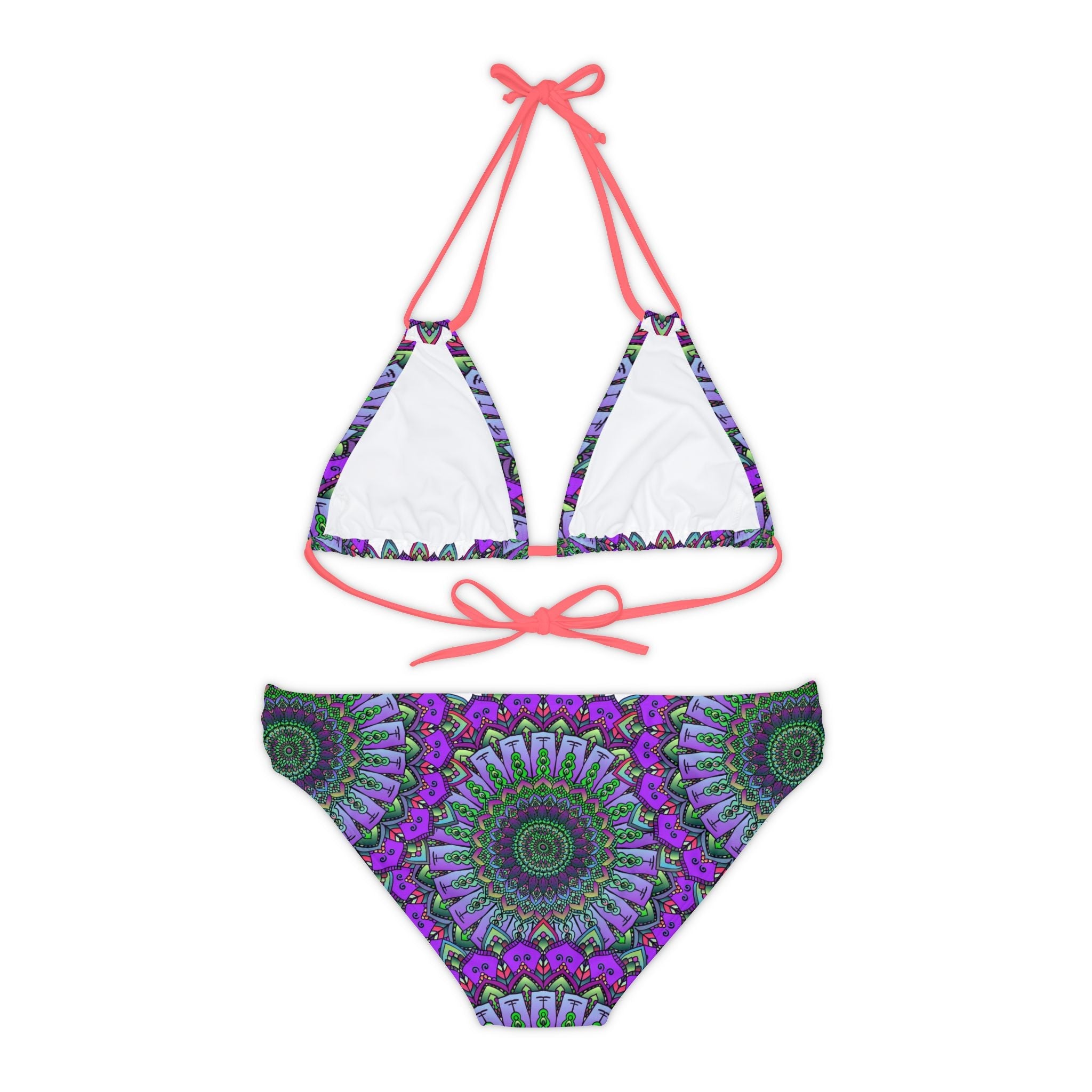 Purple & Green Mandala Bikini Set - Hand Drawn Art All Over Prints - Blululi