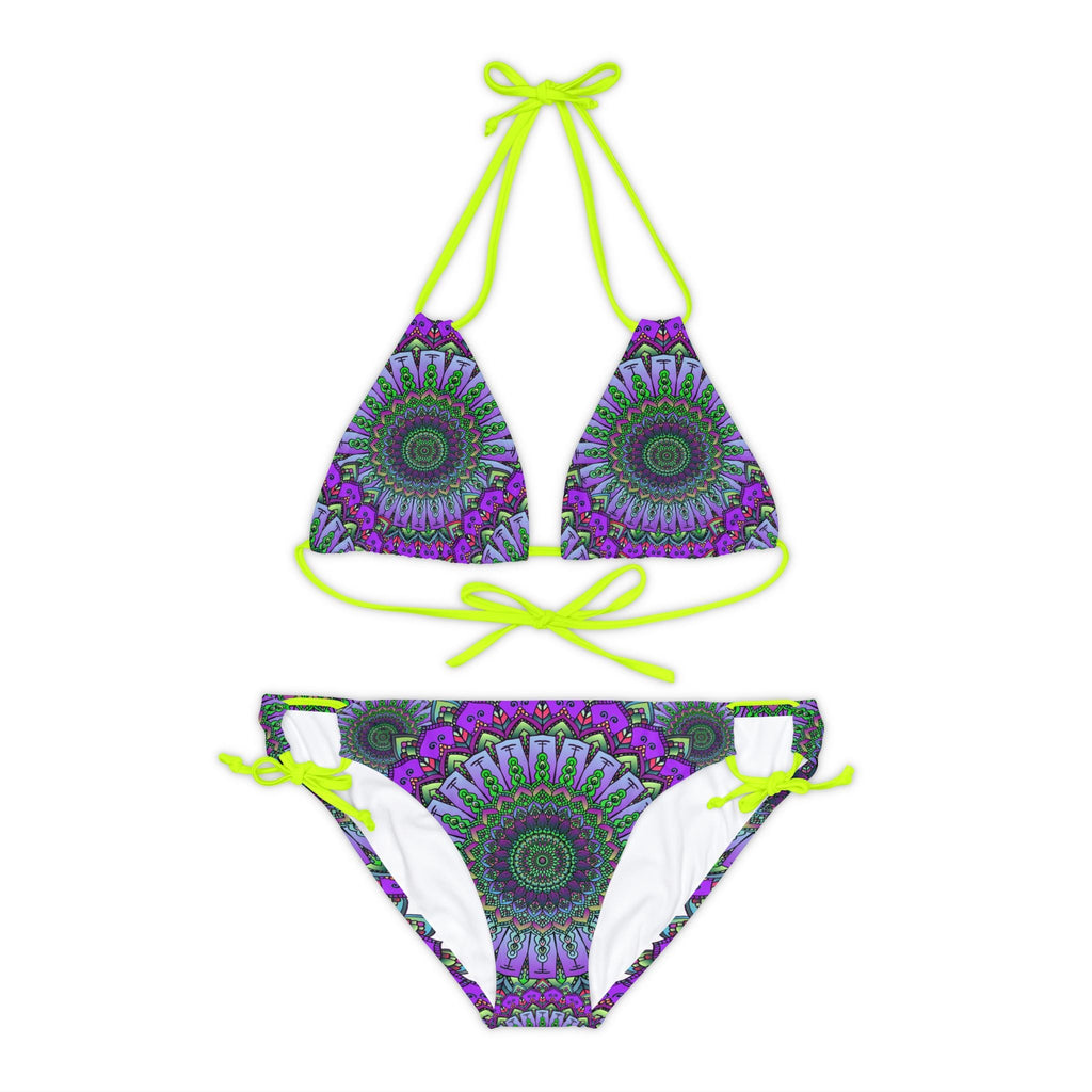 Purple & Green Mandala Bikini Set - Hand Drawn Art All Over Prints - Blululi