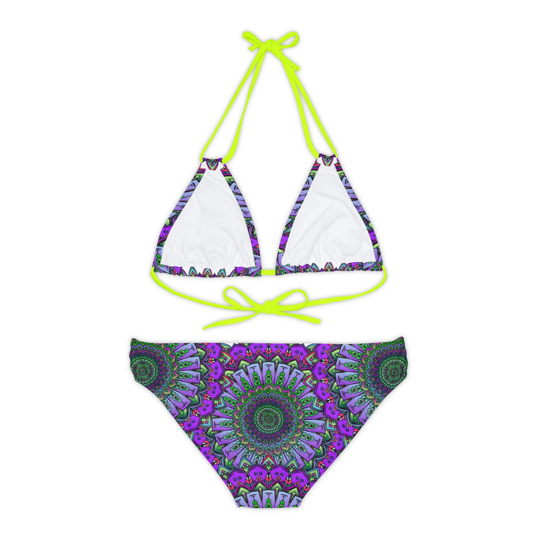 Purple & Green Mandala Bikini Set - Hand Drawn Art All Over Prints - Blululi