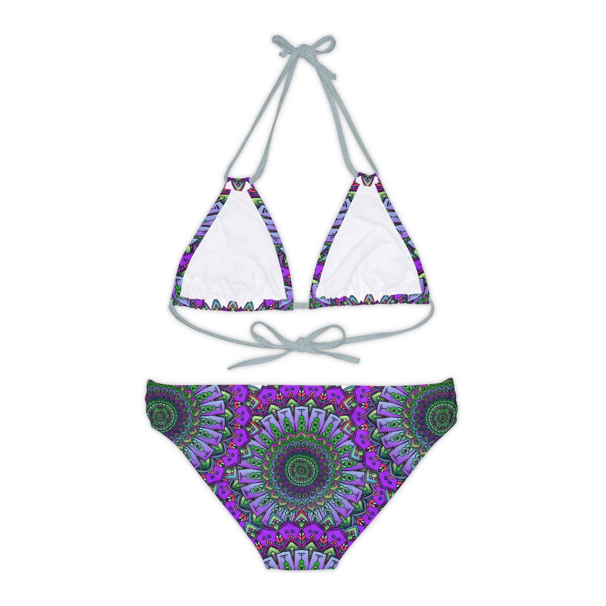 Purple & Green Mandala Bikini Set - Hand Drawn Art All Over Prints - Blululi