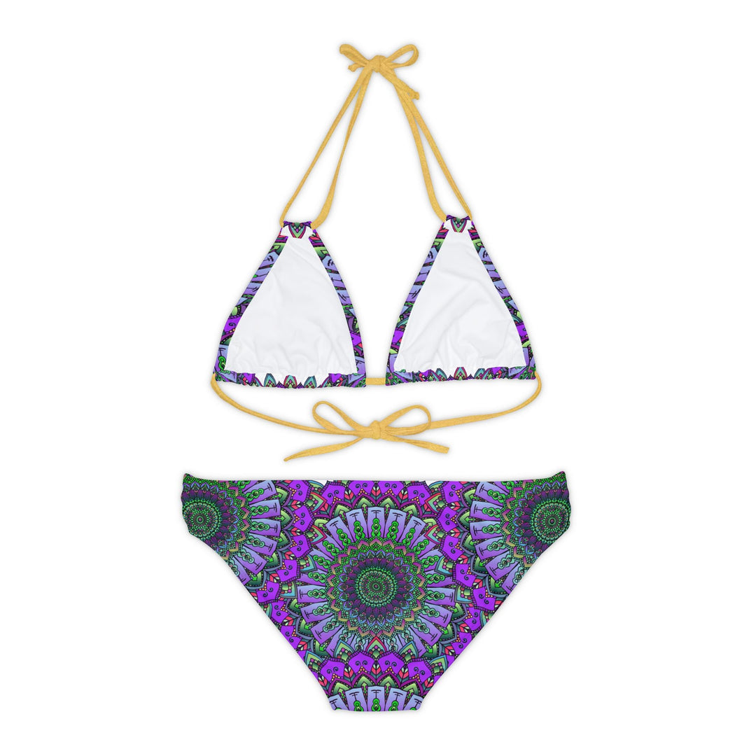 Purple & Green Mandala Bikini Set - Hand Drawn Art All Over Prints - Blululi