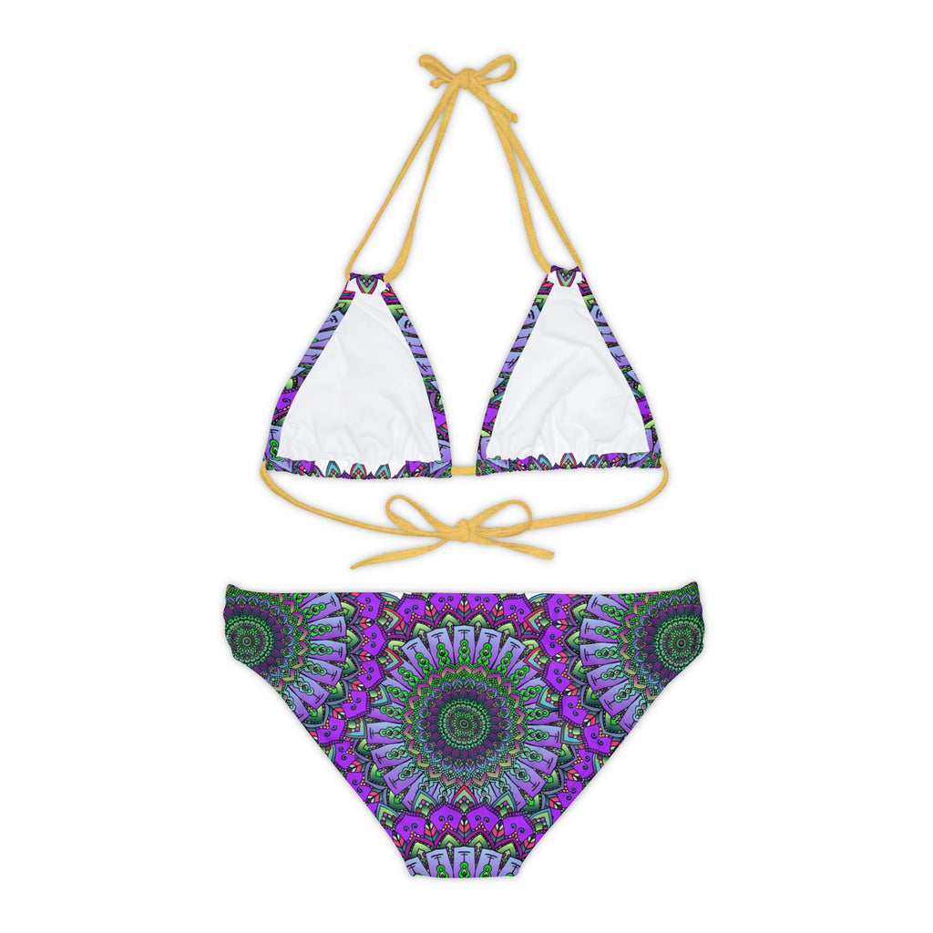 Purple & Green Mandala Bikini Set - Hand Drawn Art All Over Prints - Blululi