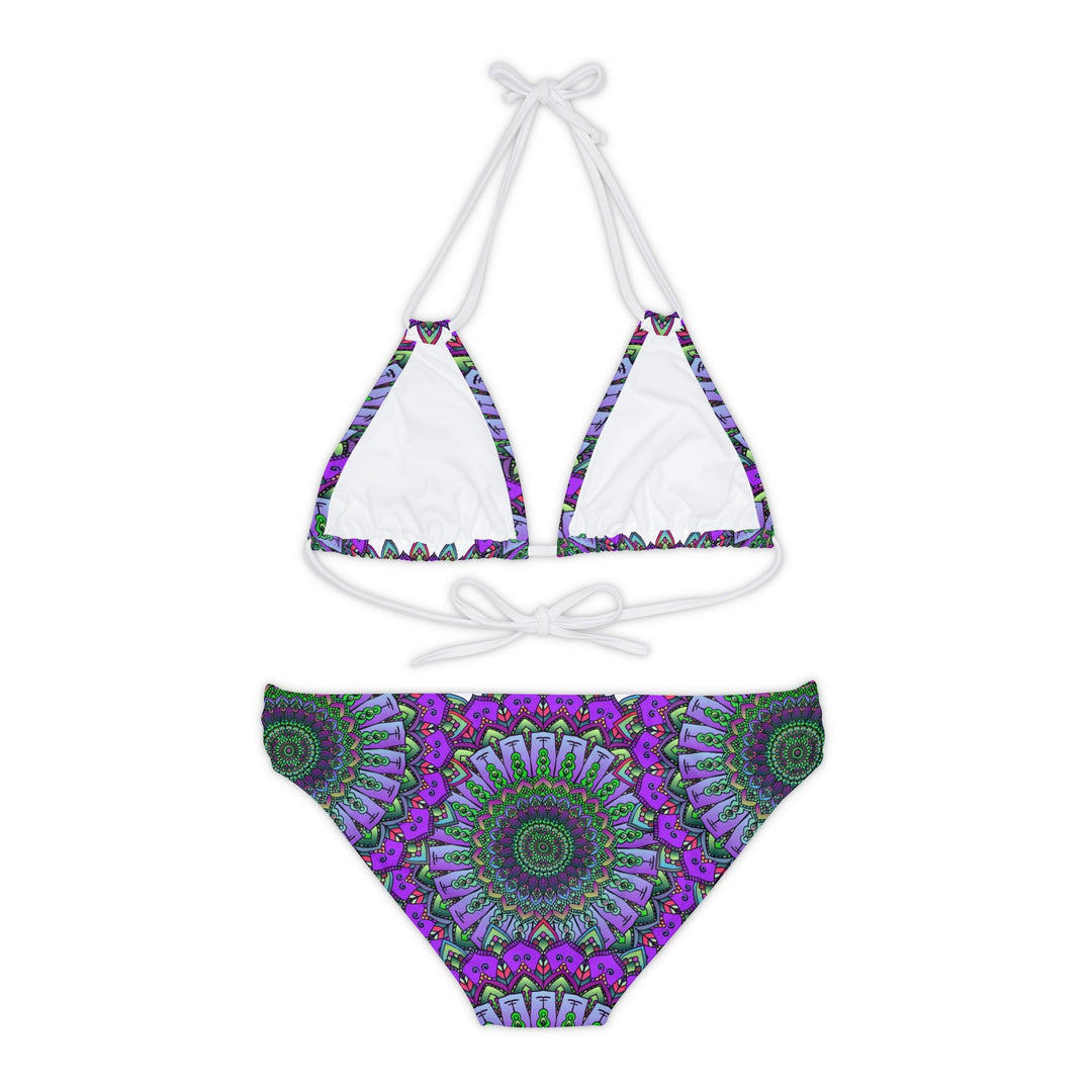 Purple & Green Mandala Bikini Set - Hand Drawn Art All Over Prints - Blululi