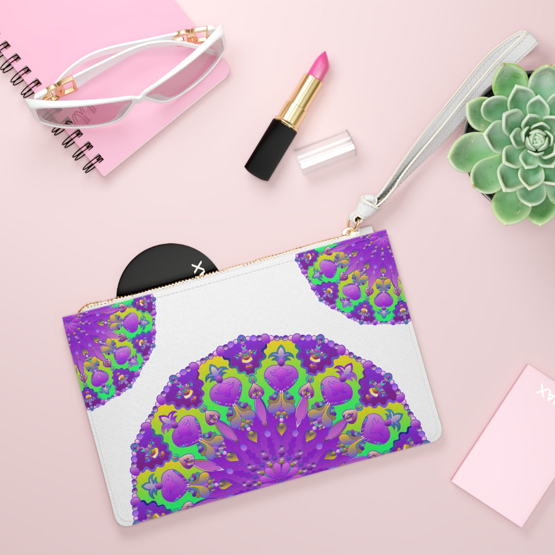 Purple Green Mandala Clutch Bag Bags - Blululi