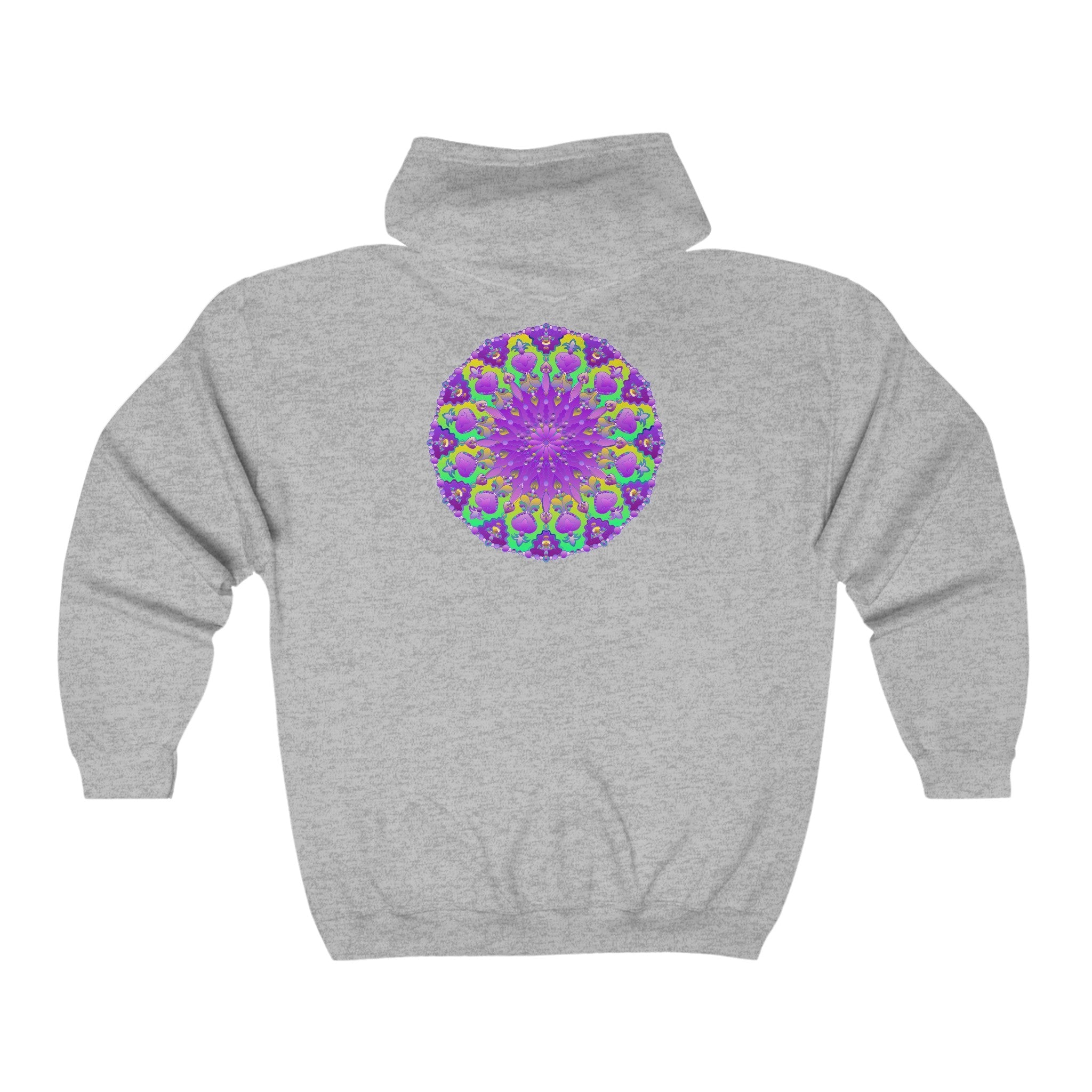 Purple & Green Mandala Hoodie - Intricate Design Hoodie - Blululi