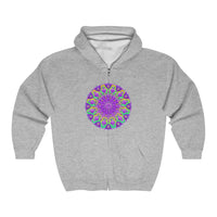 Purple & Green Mandala Hoodie - Intricate Design Hoodie - Blululi