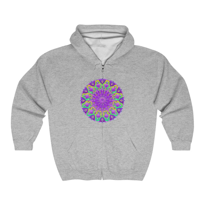 Purple & Green Mandala Hoodie - Intricate Design Hoodie - Blululi