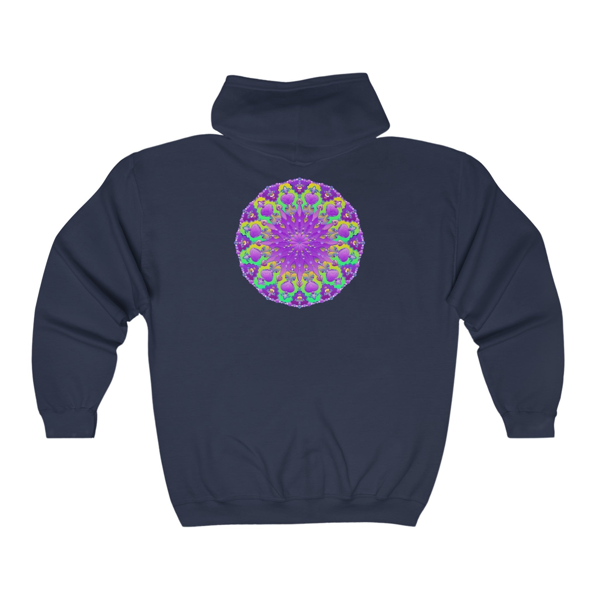 Purple & Green Mandala Hoodie - Intricate Design Hoodie - Blululi