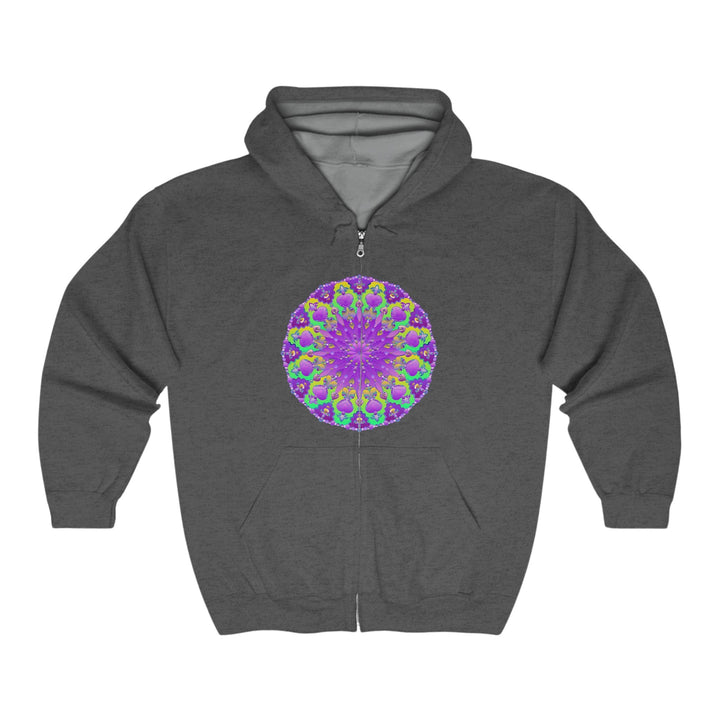 Purple & Green Mandala Hoodie - Intricate Design Hoodie - Blululi