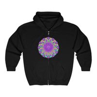 Purple & Green Mandala Hoodie - Intricate Design Hoodie - Blululi
