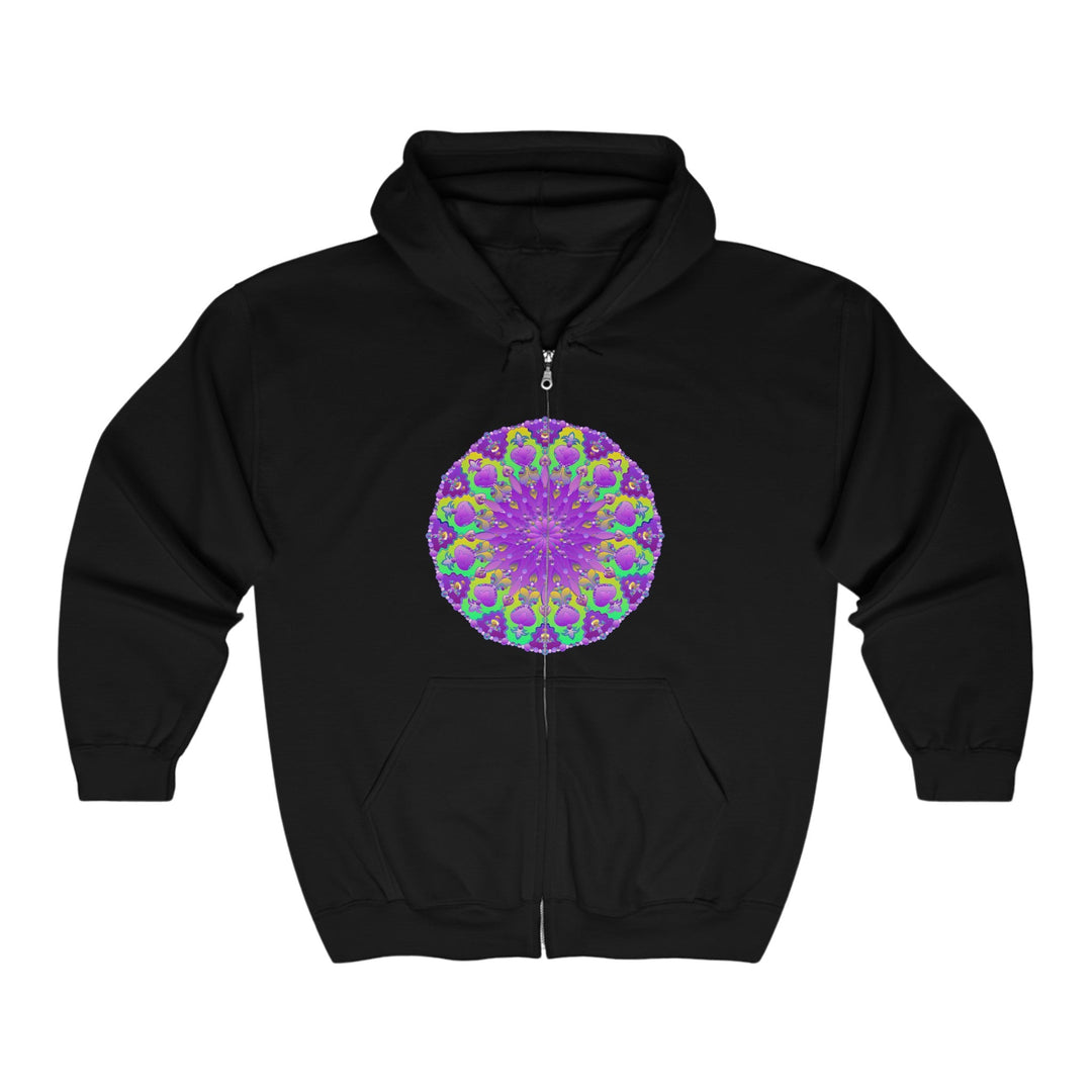 Purple & Green Mandala Hoodie - Intricate Design Hoodie - Blululi