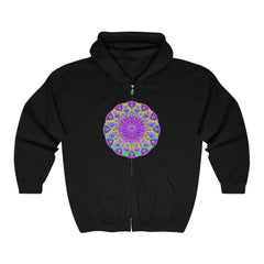 Purple & Green Mandala Hoodie - Intricate Design Hoodie - Blululi