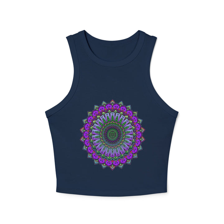 Purple & Green Mandala Racerback Tank Top Tank Top - Blululi