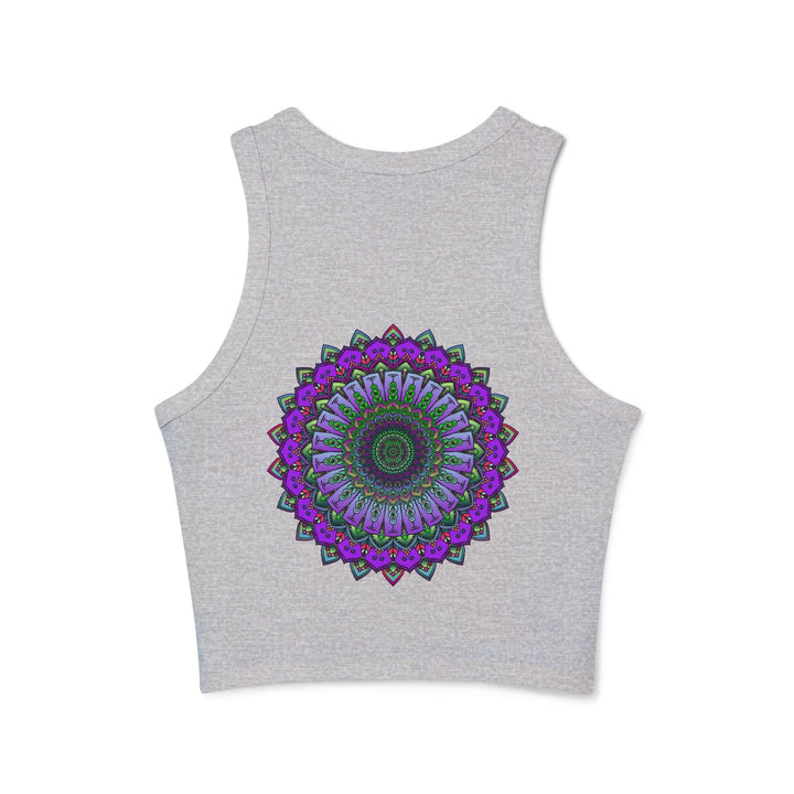 Purple & Green Mandala Racerback Tank Top Tank Top - Blululi