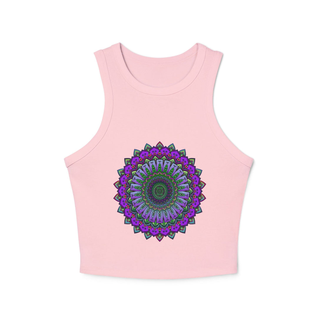 Purple & Green Mandala Racerback Tank Top Tank Top - Blululi