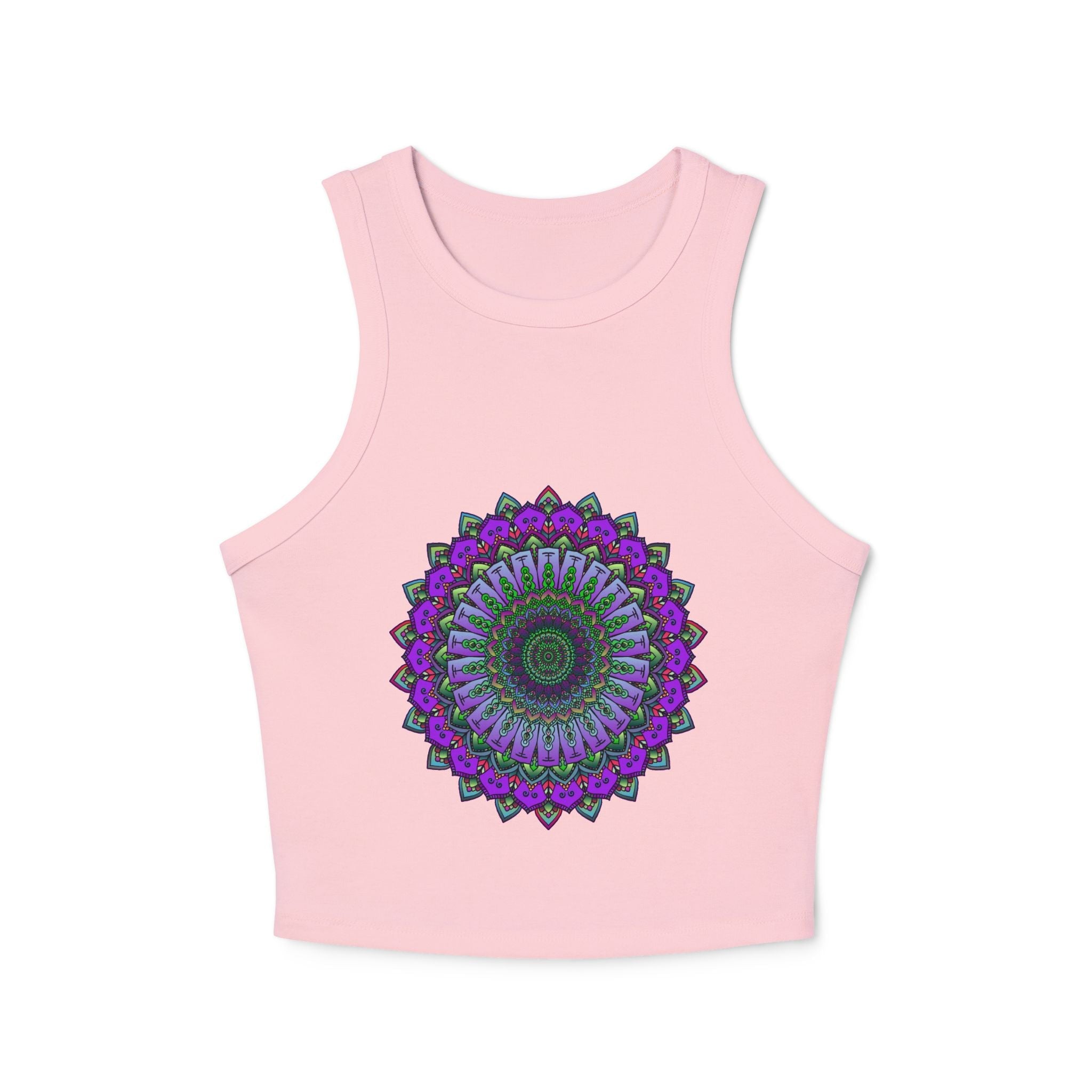 Purple & Green Mandala Racerback Tank Top Tank Top - Blululi