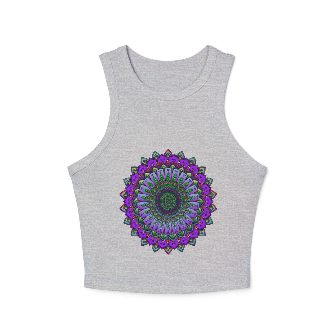 Purple & Green Mandala Racerback Tank Top Tank Top - Blululi