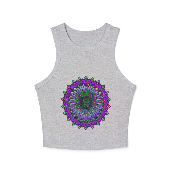 Purple & Green Mandala Racerback Tank Top Tank Top - Blululi