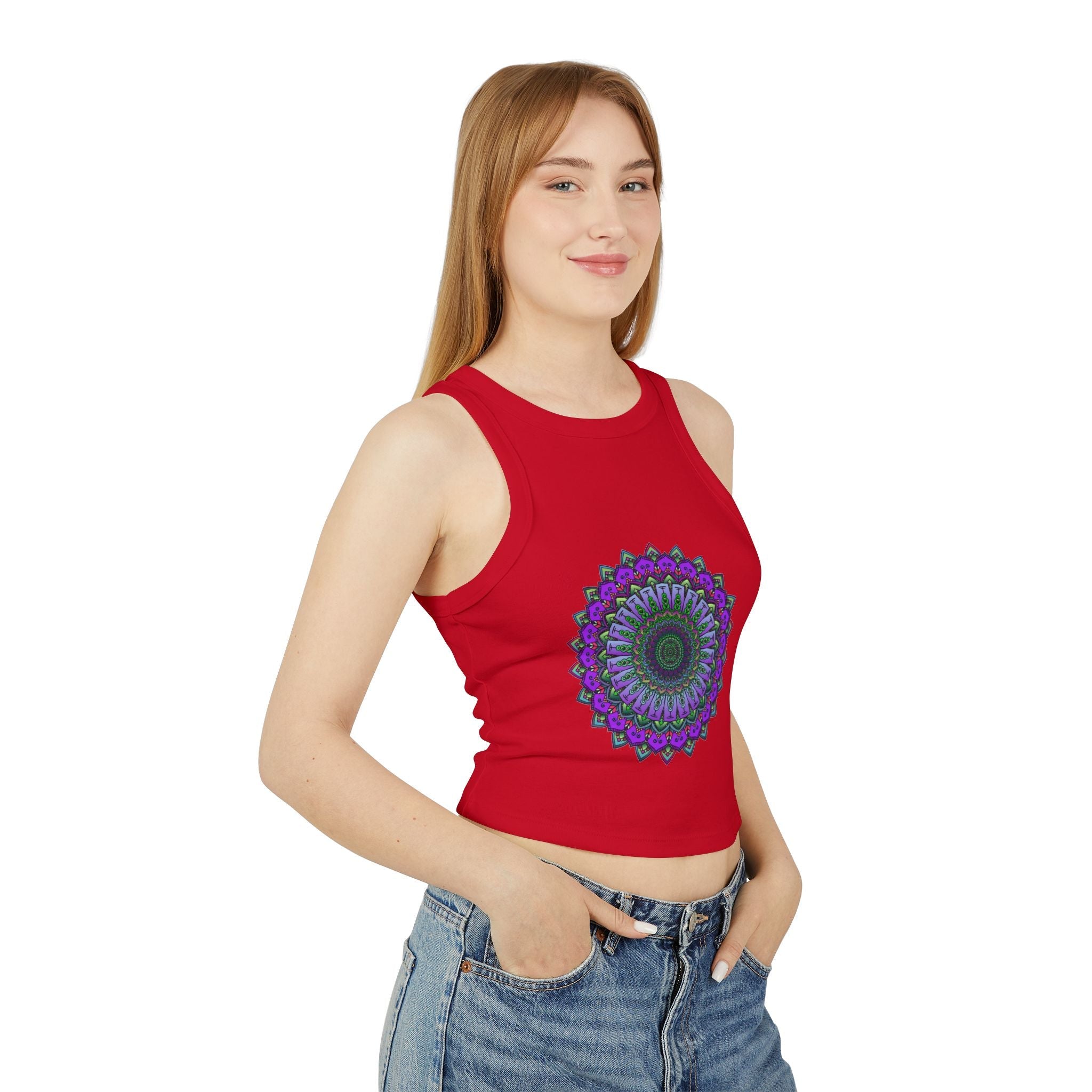 Purple & Green Mandala Racerback Tank Top Tank Top - Blululi