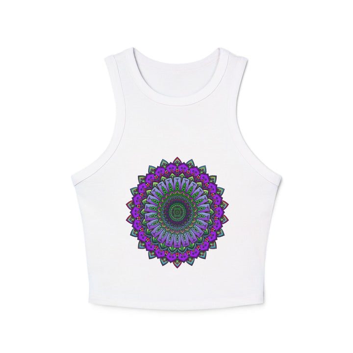 Purple & Green Mandala Racerback Tank Top Tank Top - Blululi