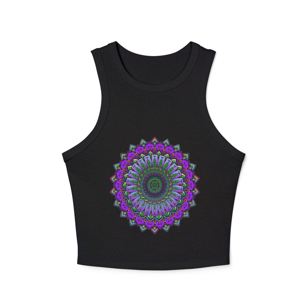 Purple & Green Mandala Racerback Tank Top Tank Top - Blululi