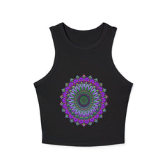 Purple & Green Mandala Racerback Tank Top Tank Top - Blululi