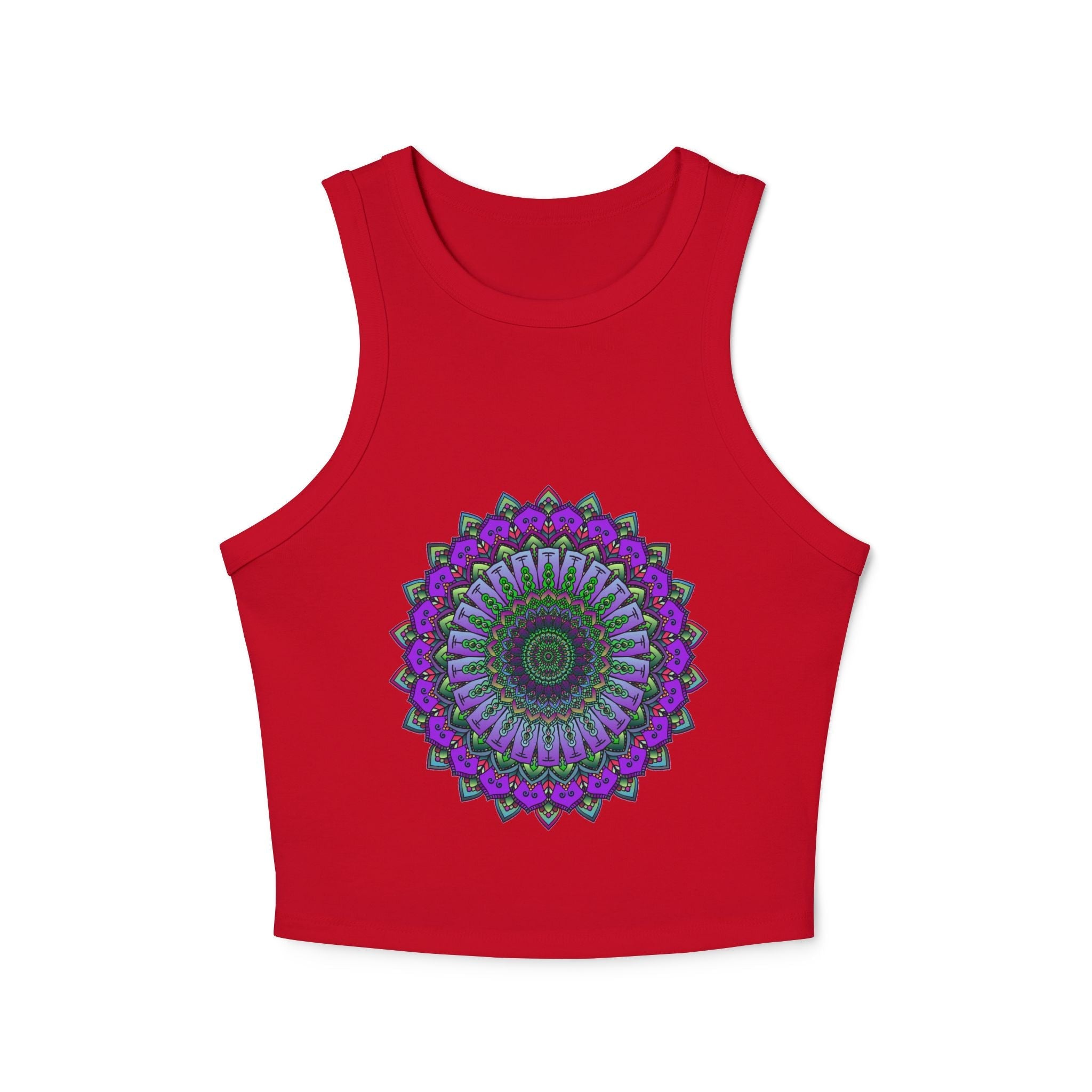 Purple & Green Mandala Racerback Tank Top Tank Top - Blululi