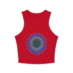 Purple & Green Mandala Racerback Tank Top Tank Top - Blululi