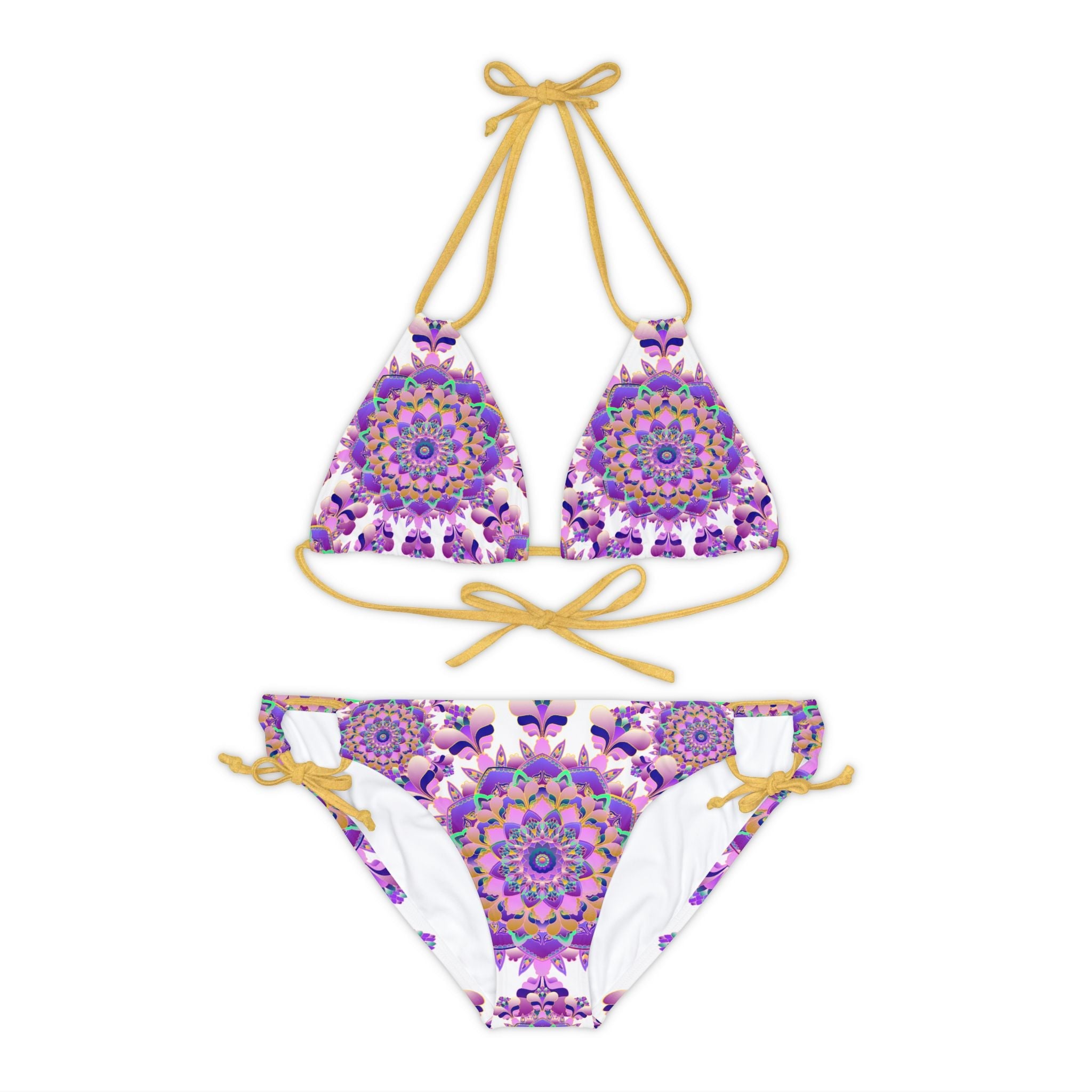 Purple Mandala Bikini Set - Hand Drawn Art All Over Prints - Blululi