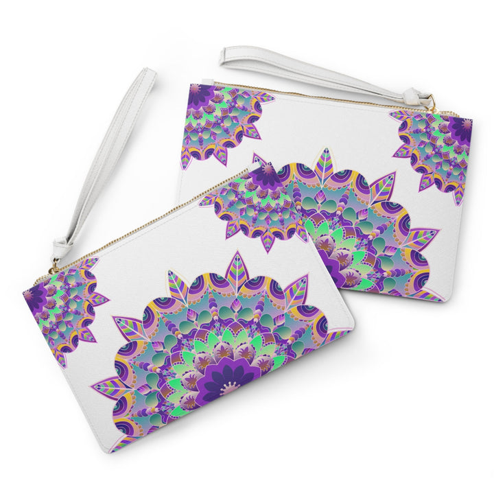 Purple Mandala Clutch Bag - Hand Drawn Art Bags - Blululi