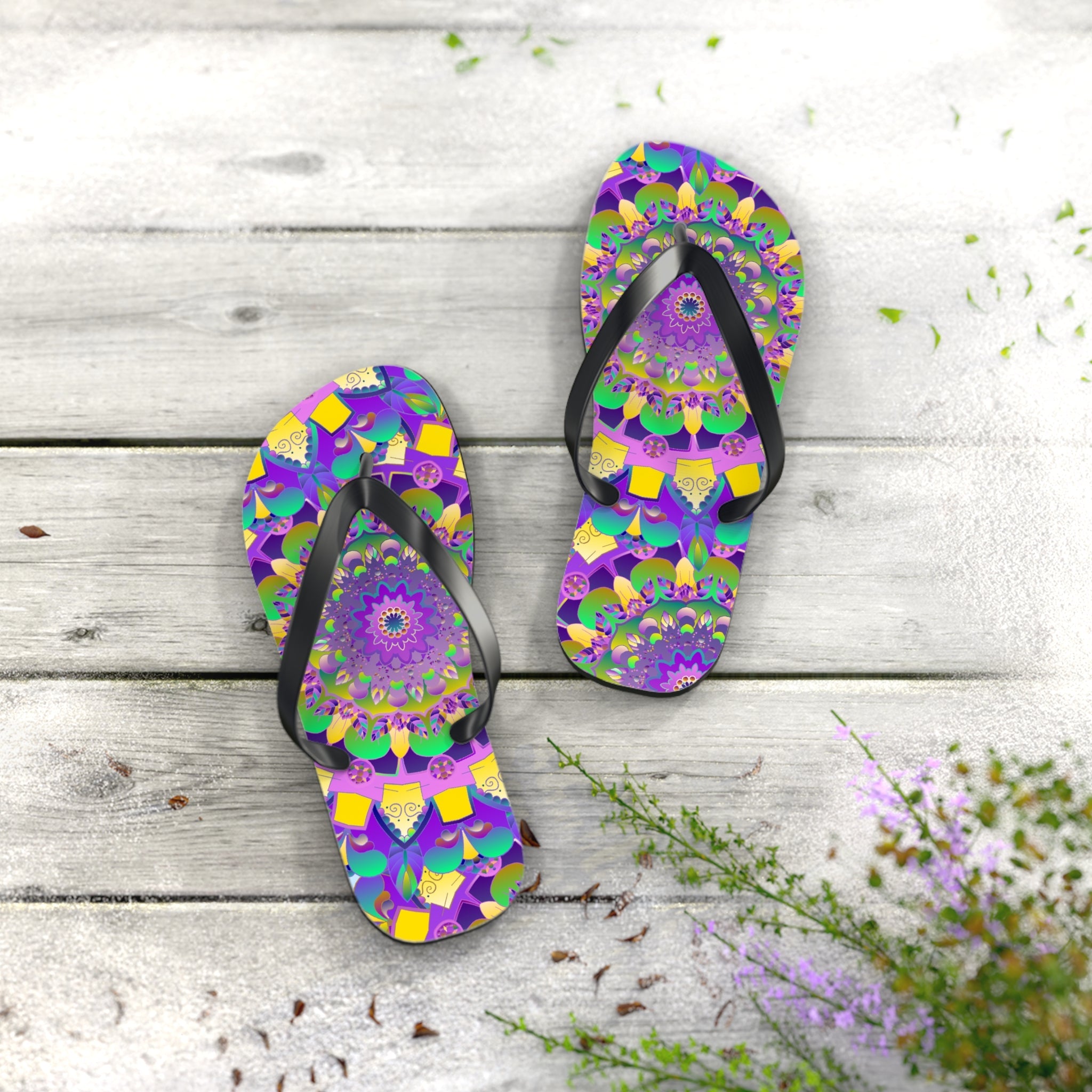 Purple Mandala Flip Flops - Spiritual & Stylish Shoes - Blululi