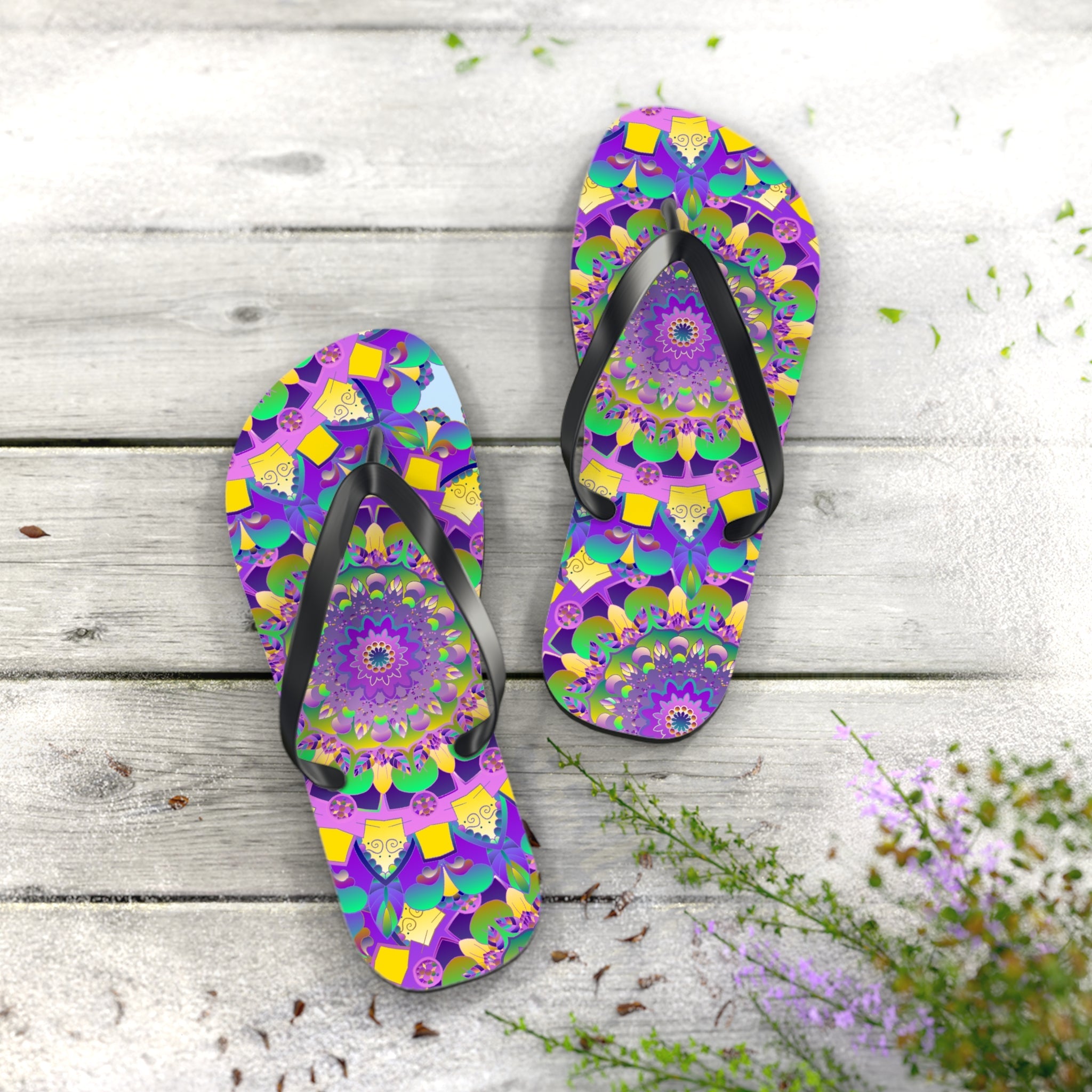 Purple Mandala Flip Flops - Spiritual & Stylish Shoes - Blululi