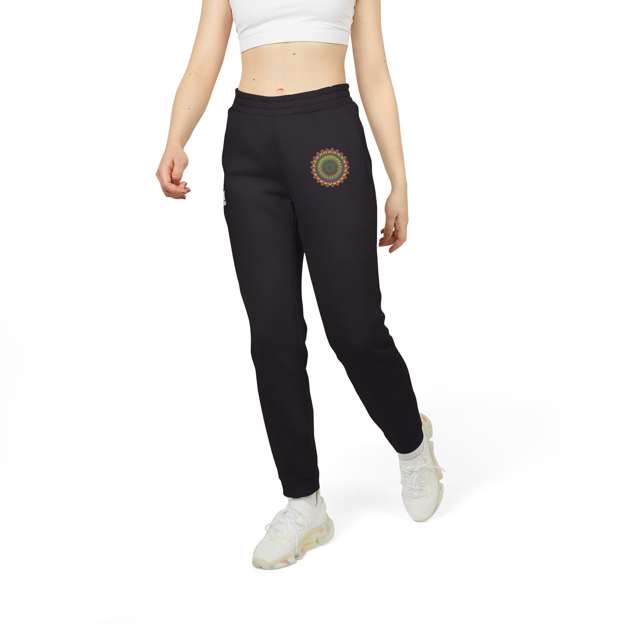 Rainbow Mandala Adidas Fleece Joggers Trousers - Blululi